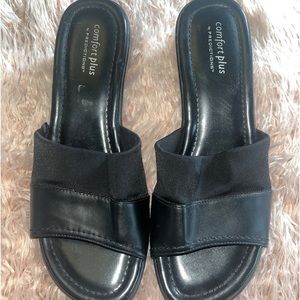 PREDICTIONS COMFORT PLUS BLACK SLIP ON SANDALS WOMENS SIZE 8.5